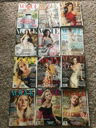 Vintage 2005 American Vogue Magazines | All 12 Issues Jan Thru Dec