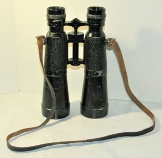 Vintage Hensoldt Wetzlar Marine - Dialyt 7x50 Binoculars Leather Strap Germany