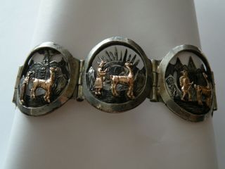 Vintage PERU 18K gold and sterling silver Aztec panel bracelet 43 gr scrap 2