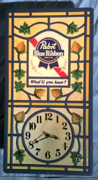 Vintage Pabst Blue Ribbon Beer Bar Lighted Clock.