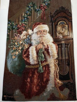 Dona Gelsinger Christmas Eve Old World Vintage Santa Toys Tapestry Wall Hanging