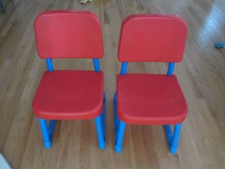 Vintage Fisher Price Kid Size Chairs Red Set Of 2