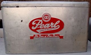 Vintage Pearl Beer Aluminum Ice Chest Cooler Embossed