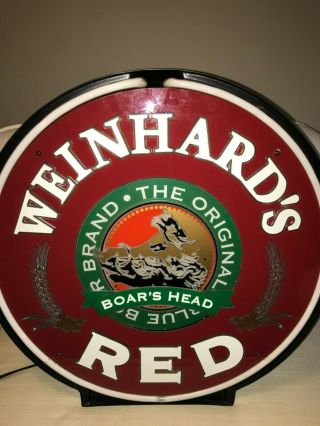 Weinhard ' s Red Boar ' s Head Rotating Neon Sign - - 22in Round 3