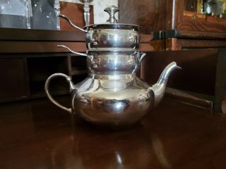 Vintage Silver Plate Stacking Teapot Set With Creamer & Sugar Bowl