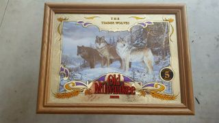 Old Milwaukee Wildlife Series Timber Wolves Bar Beer Mirror Sign