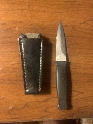 Vintage Gerber Guardian Double Edge Boot Knife,  W/ Leather Sheath