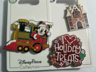 Disney Pin 3 Christmas Holiday,  Mickey Express Pole Train,  2 Pin Holiday Treat