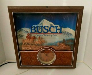 Busch Beer Lighted Sign Western Themed Cowboys With Clock