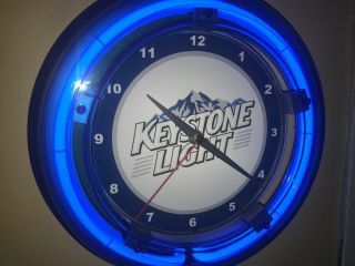 ^keystone Light Beer Bar Advertising Man Cave Neon Clock Sign