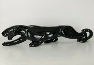 Vintage Mcm Stalking Glossy Black Panther Ceramic Figure Tv Statue 24” Long