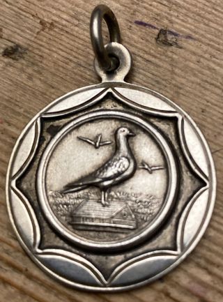 1954 Birm Sterling Silver Pigeon Racing Medal.  Weftf Whit Mon 16 Hrs 13 Mins