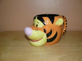 Disney Store 3d Tigger Face Head Winnie Pooh Orange Coffee Mug Cup Tail Handle