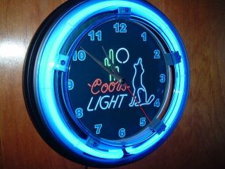 ^coors Light Coyote Beer Bar Advertising Man Cave Neon Clock Sign