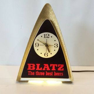 Vintage Blatz Beer Sign Lighted Back Bar/register Topper Clock Light From 1970
