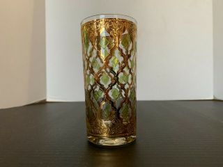 Vintage Mid Century Culver Valencia Gold and Green Glass Tumbler Set of 6 3