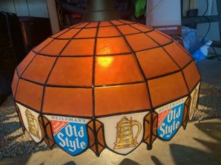 Vintage Old Style Beer Light Hanging Swag Lamp Shade 23 " Plastic Stain Glass
