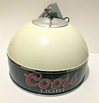 Vintage 1980 ' s Coors Beer Hanging Bar Sign Man Cave Light Lamp With Wall Mount 3