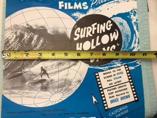 Vintage Bruce Brown 1964 Surfing Hollow Days Movie Surf Poster Surfing