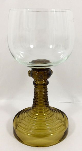 Roemer Wine Glass Prunts Amber Beehive Stem 10 1/2 " Large Etched 1l Liter German