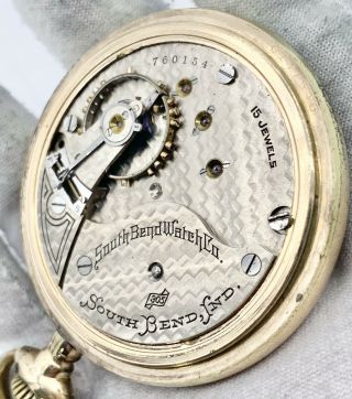 Vintage 18s 15j South Bend Cal.  305 Pocket Watch In Gold Filled Case