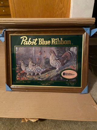 Pabst Blue Ribbon Wildlife Beer Mirror Ruffed Grouse Exc.  Con