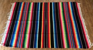 60 X 85 Vintage Mexican Saltillo Blanket Serape Southwestern Blanket Rug Cotton