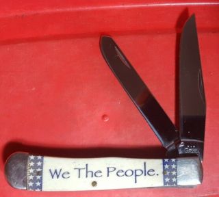 Case Xx We The People Bone Trapper Folding Pocket Knife 6254 Ss 2004 Flag Logo