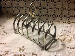 Vintage English Sterling Silver Plated 6 Slice Toast Holder Rack Made In England