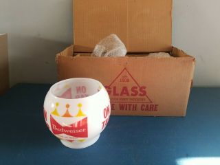 1950s Budweiser Beer Glass Globe Wall Sconce Lamp Light Up Sign Part Mib