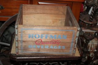 Antique Hoffman Quality Beverages Wood Crate Box Carrier 3 Newark Jersey Nj
