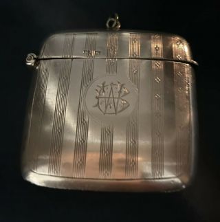 Lovely Pattern Antique Sterling Silver Vesta Case Match Safe 31g - George V - 1921