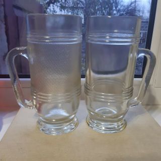 Old Beer Glass Mug Russian Ussr 500 Ml Two Rare Glasses