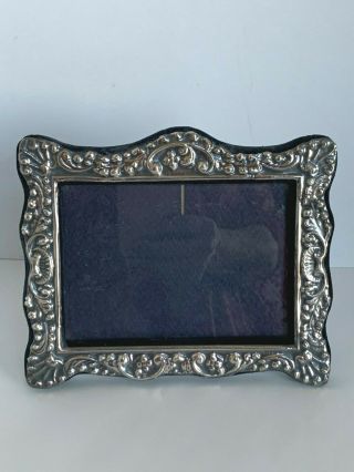 Small English Vintage Sterling Silver Repousee Picture Frame London Hallmark