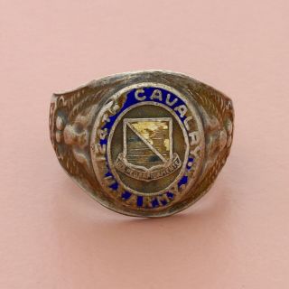 Grouse Co Sterling Silver Mens Wwii Vintage Us Army 124th Calvary Ring Size 9.  75