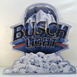 Busch Light Beer Can On Ice Metal Sign/22 " X 23 " /1990/man Room/bar/vintage
