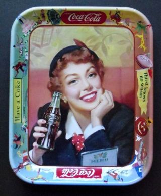 Vintage 1953 Coca Cola Tray,  " Thirst Knows No Season ",  Menu Girl,