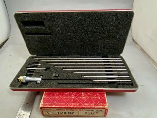 Vintage Ls Starrett 124bz 2 - 12 " Inside Micrometer In Case,  Box,