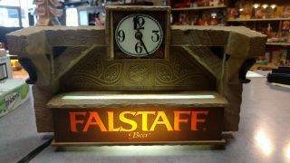 Falstaff Beer Lighted Sign Clock Cash Register Bar Topper Late 70s Early 80s Euc