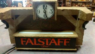 Falstaff Beer Lighted Sign Clock Cash Register Bar Topper late 70s early 80s EUC 2