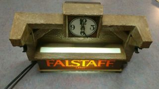 Falstaff Beer Lighted Sign Clock Cash Register Bar Topper late 70s early 80s EUC 3
