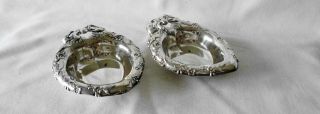 (2) Antique/vintage Reed & Barton Sterling Silver Heart Shaped Nut Dishes