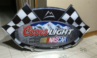 Vintage Coors Light Sign Official Beer Of Nascar Racing Sign Heavy Plexaglass ?