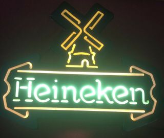 Heineken Windmill Neo Plastic Bar Light Sign Man Cave Beer Brewery GC 2