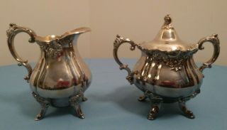 Vintage Wallace Baroque Silverplate Covered Sugar Bowl 233 And Creamer 234 Set