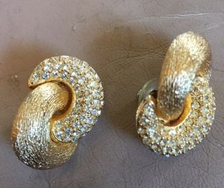 Vintage Christian Dior Goldtone Post Crystal Rhinestone Earrings