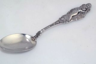 Antique Figural Nude Mechanics Sterling Silver Souvenir Spoon