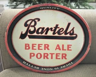 Vintage Bartels Beer - Brewing Co Metal Tin Litho Tray Edwardsville Pa