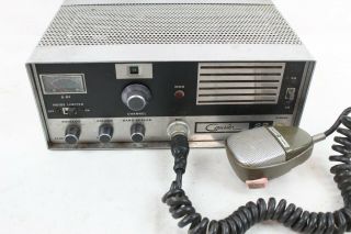 Vintage Tube Courier Cb Radio Base Station 23 Channel Chrome Silver Microphone