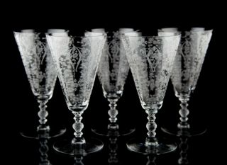 Cambridge Diane Clear Iced Tea Goblet Glasses Set 5 Elegant Vintage Floral Etch
